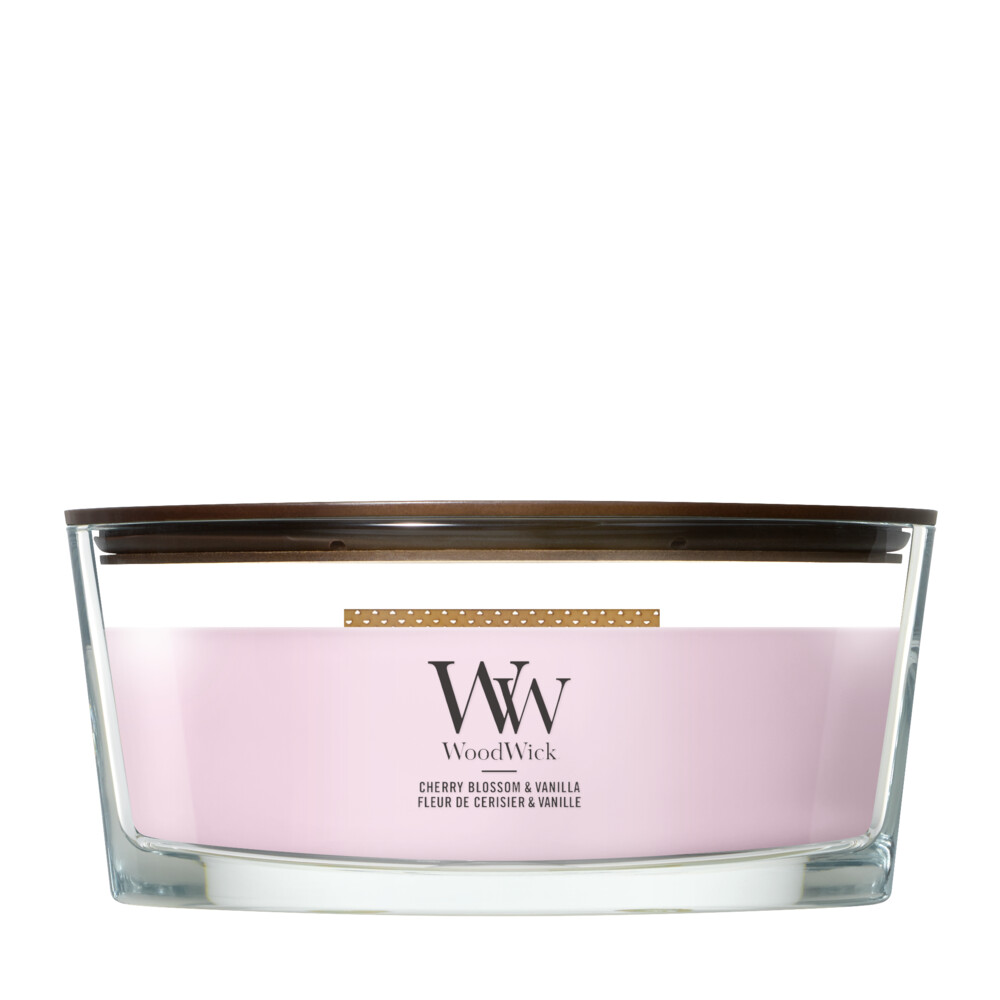 2x WoodWick Cherry Blossom & Vanilla Ellipse Candle Roze