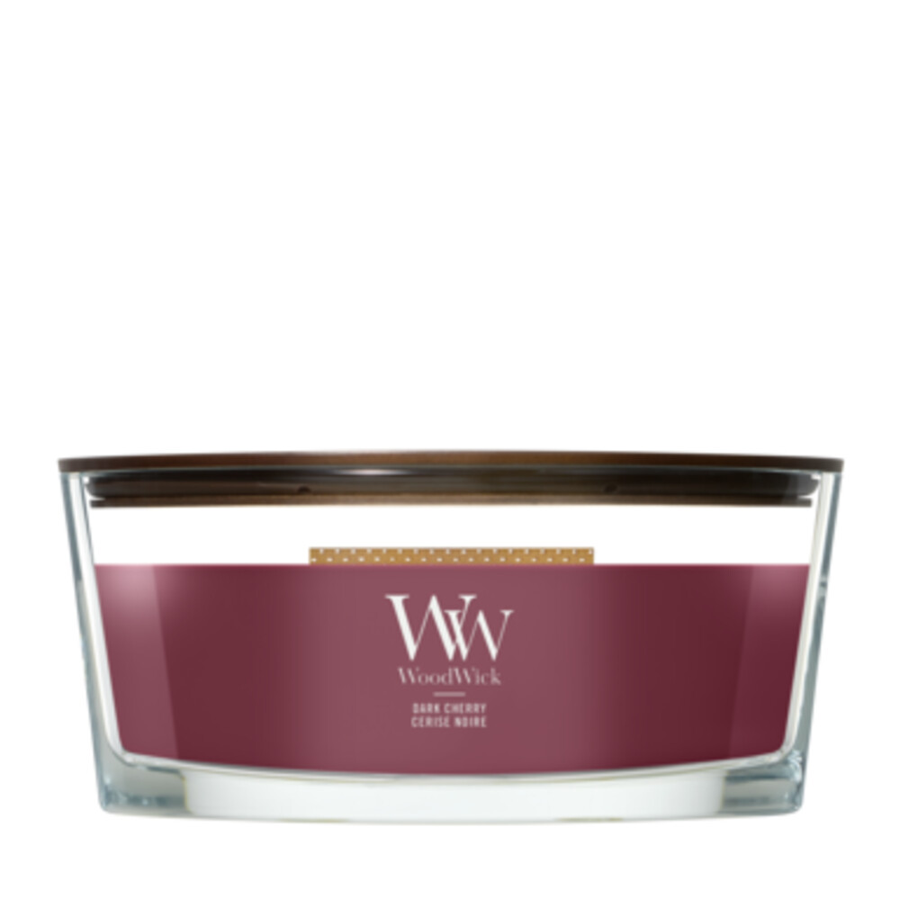 2x WoodWick Dark Cherry Ellipse Candle Rood
