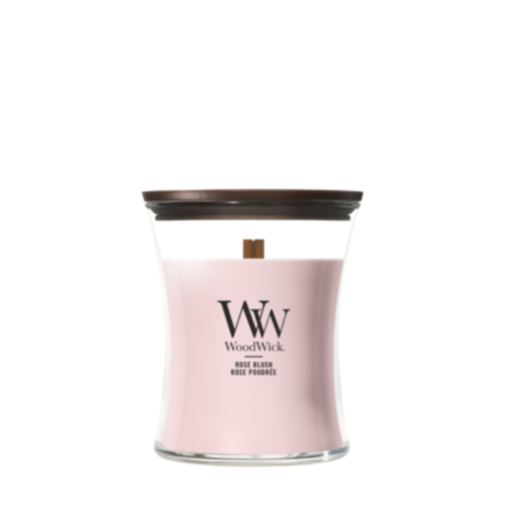 4x WoodWick Rose Blush Medium Candle Roze