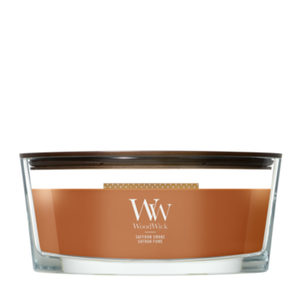 2x WoodWick Saffron Smoke Ellipse Candle Bruin