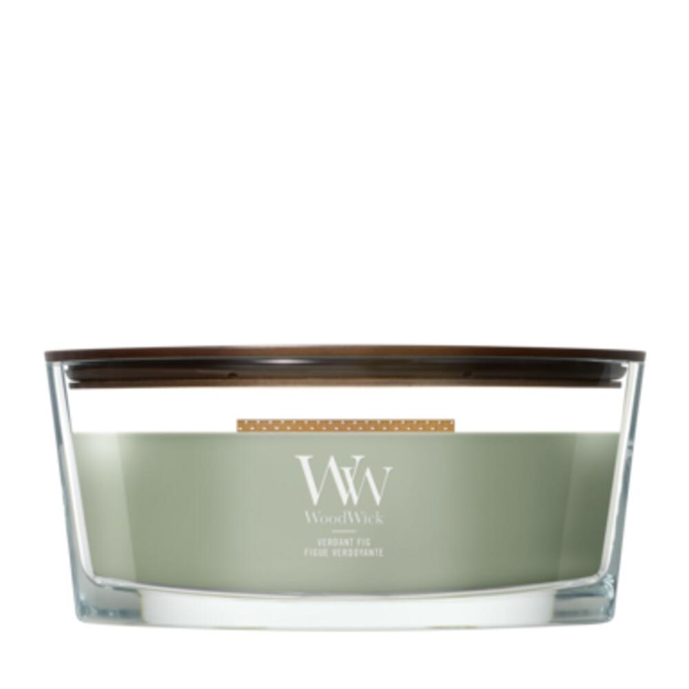 2e halve prijs: WoodWick Verdant Fig Ellipse Candle Groen