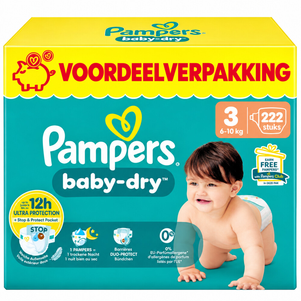 3x Pampers Baby Dry Luiers Maat 3 (6-10 kg) 74 stuks
