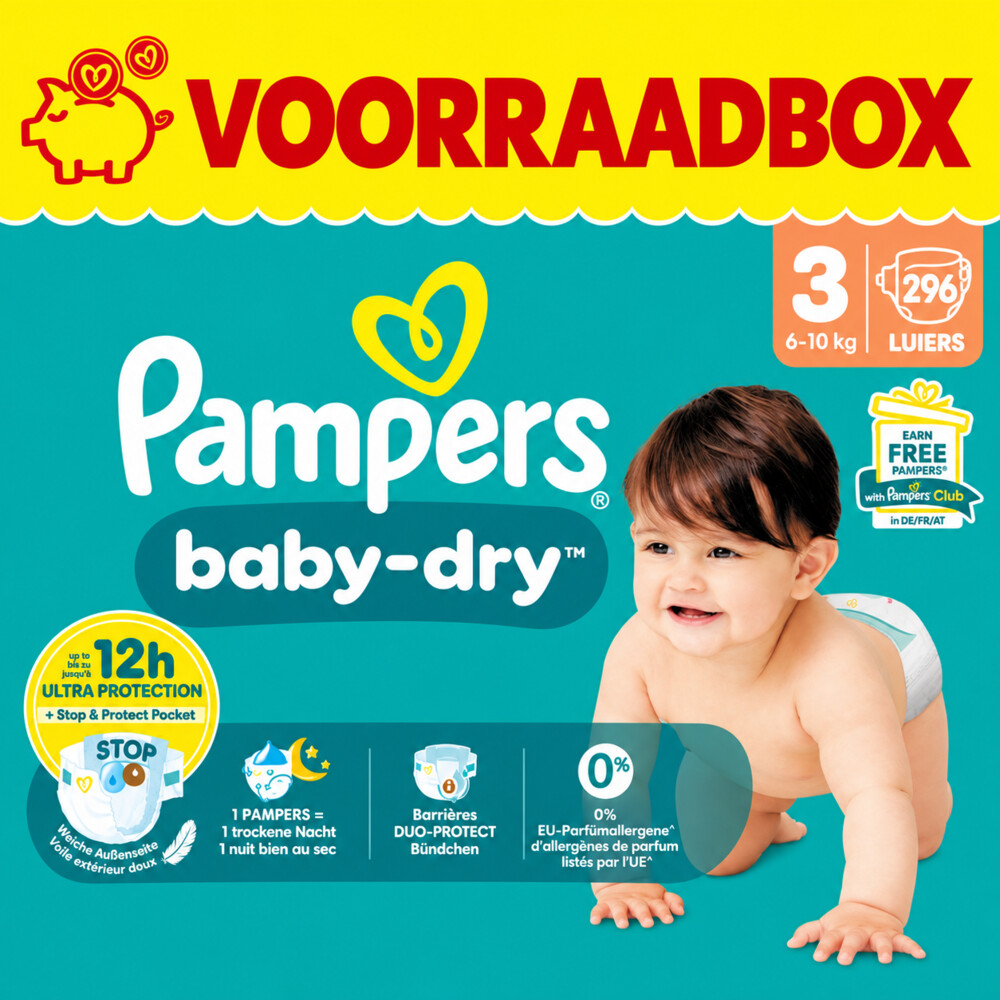 4x Pampers Baby Dry Luiers Maat 3 (6-10 kg) 74 stuks