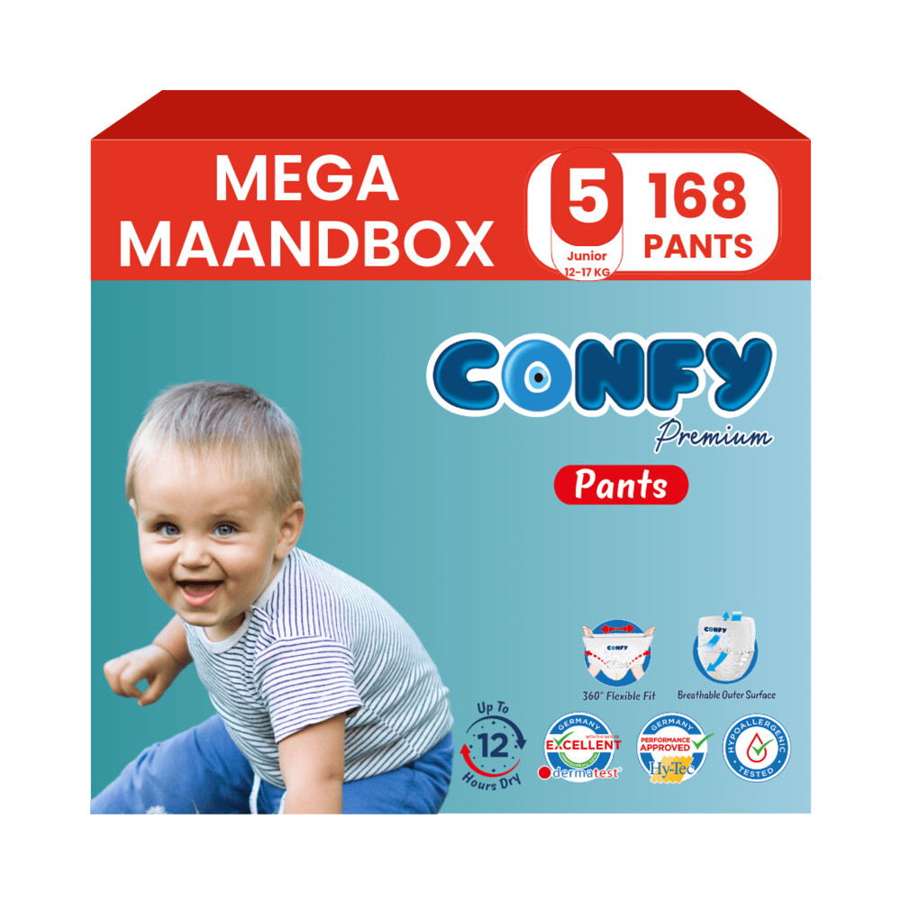 8x Confy Premium Luierbroekjes Maat 5 Junior 11-18kg 24 stuks