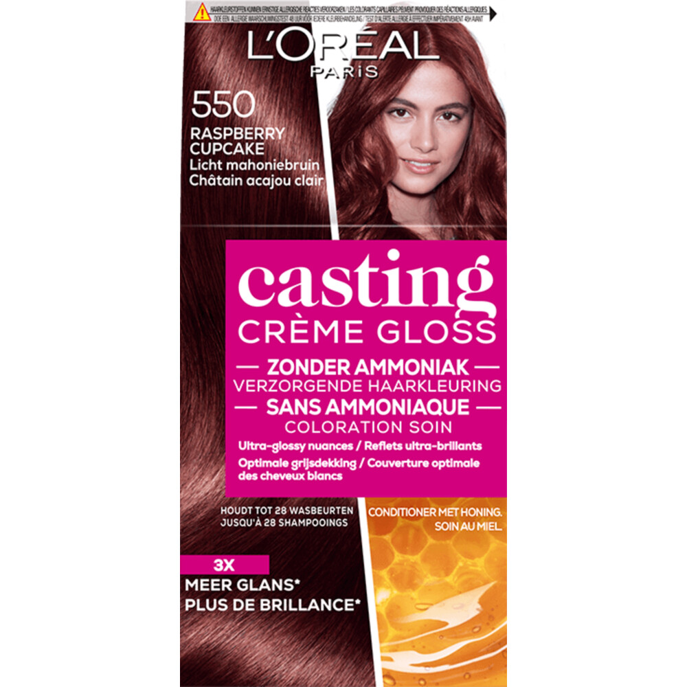 2x L'Oréal Casting Crème Gloss Haarkleuring 550 Rasberry Cupcake Licht Mahoniebruin
