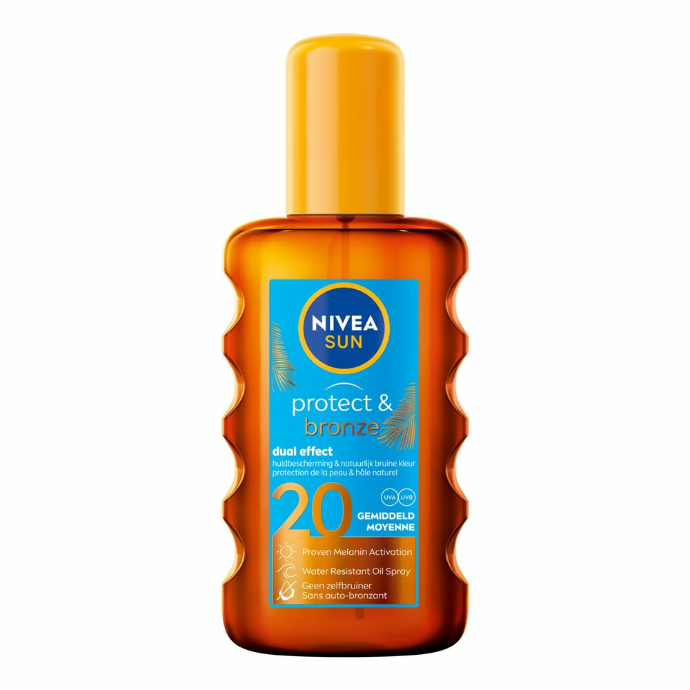 3x Nivea Sun Protect&Bronze Olie Spray SPF 20 200 ml