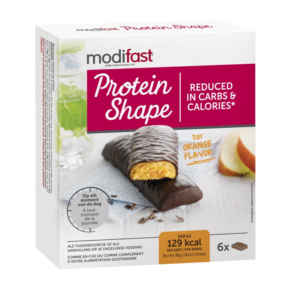 3x Modifast Protein Shape Reep Pure Chocolade&Sinaasappel 6 x 31 gr