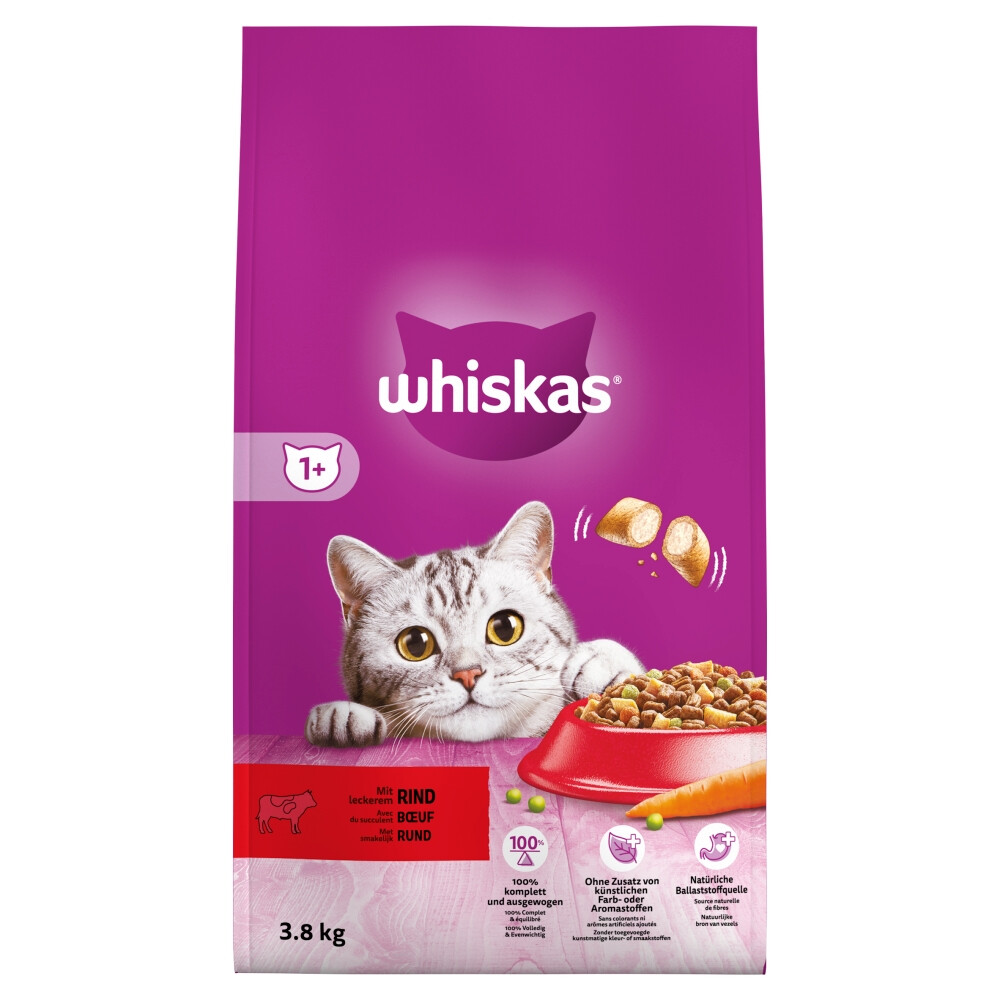 3x Whiskas Kattenvoer Adult Rund 3,8 kg