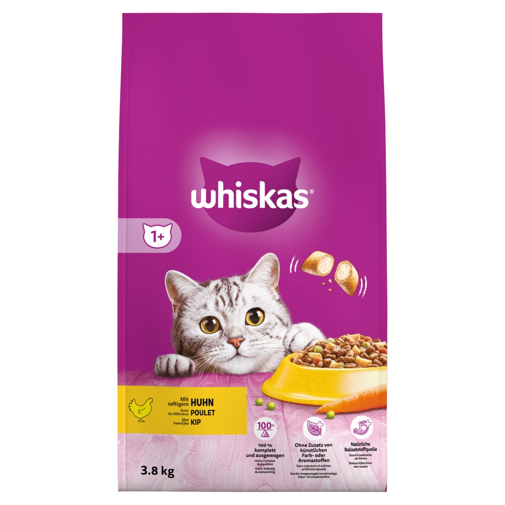 3x Whiskas Kattenvoer Adult Kip Groenten 3,8 kg