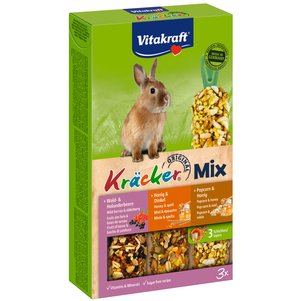 Vitakraft konijn kracker honing-popcorn-active 3 in 1