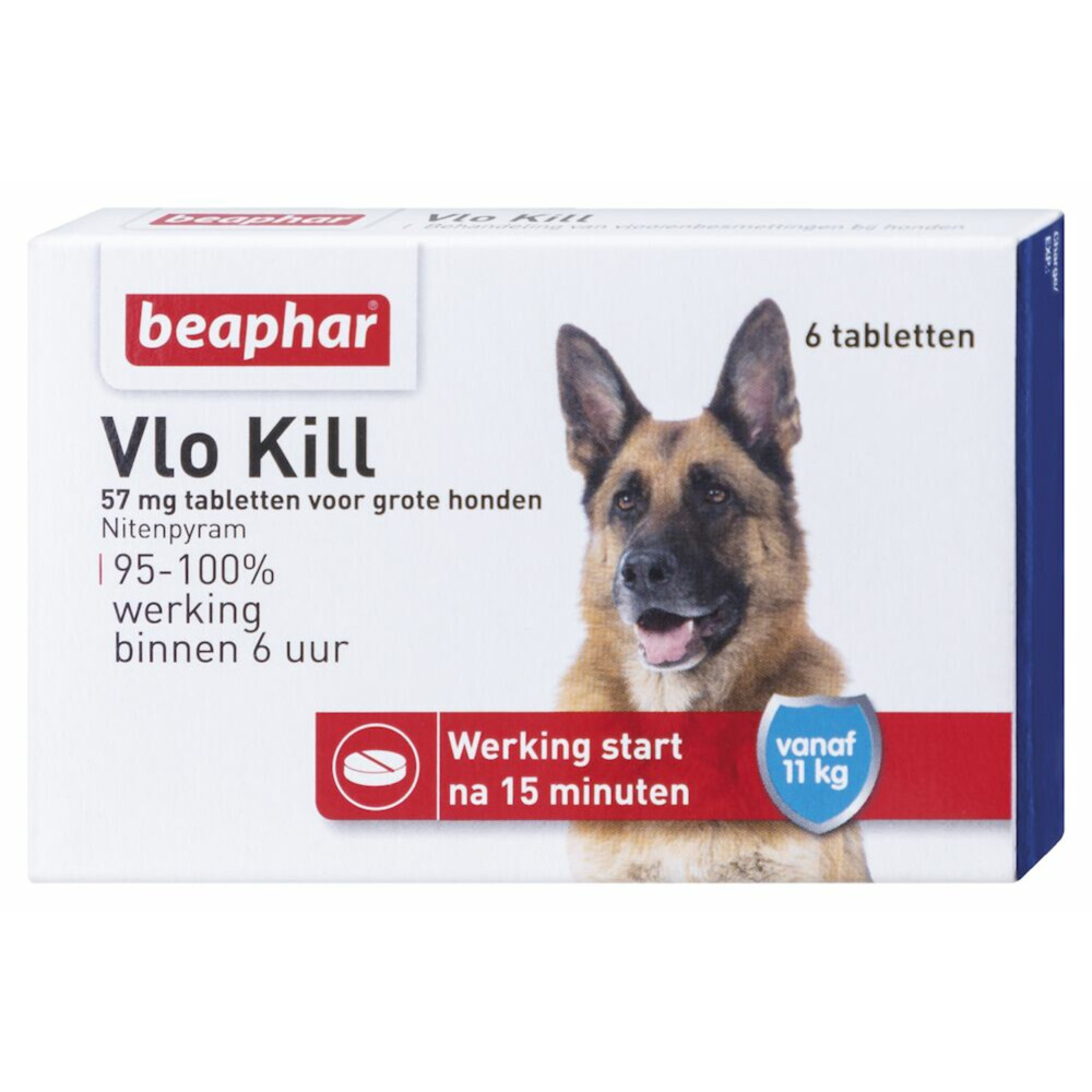 Beaphar 6 tabletten vlo kill+ grote hond vanaf 11 kg