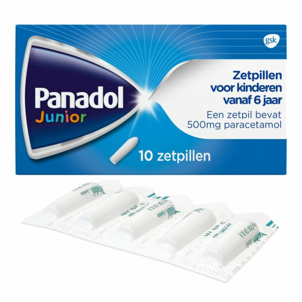 Panadol Junior Zetpillen 500mg 6-12jaar 10stuks