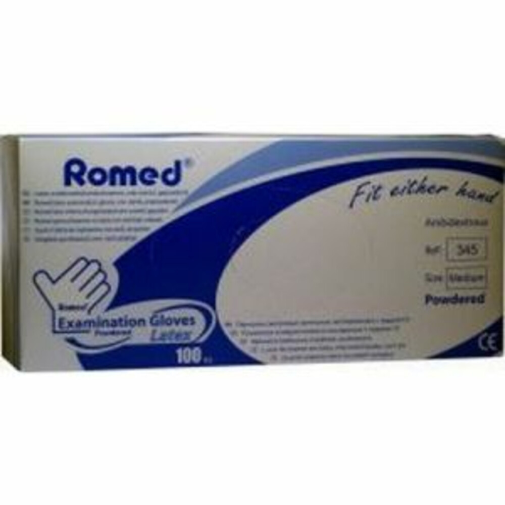 Romed Latex Handschoen Natural Spray Poeder M 100stuks