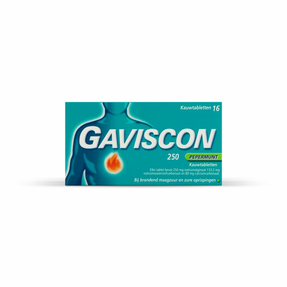 Gaviscon Pepermunt Tabletten 250mg Kauwtabletten 16stuks