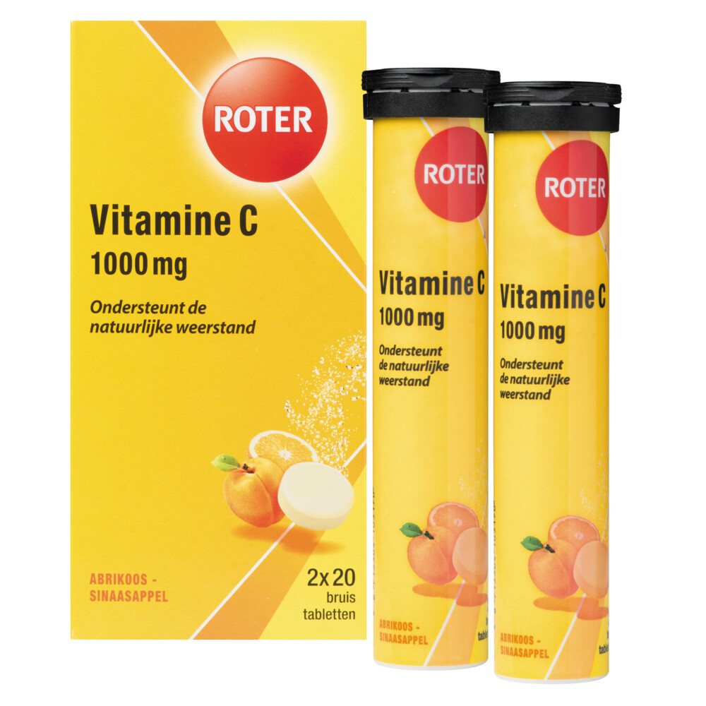 Roter Vitamine C Bruistabletten Ascorbinezuur Abrikoos-sinaasappelsmaak 2x20tabl