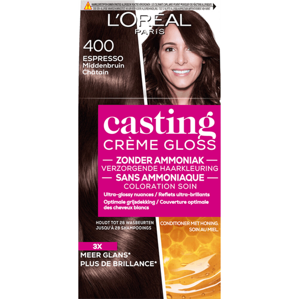 3x L'Oréal Casting Crème Gloss Semi-Permanente Haarkleuring 400 Espresso - Middenbruin