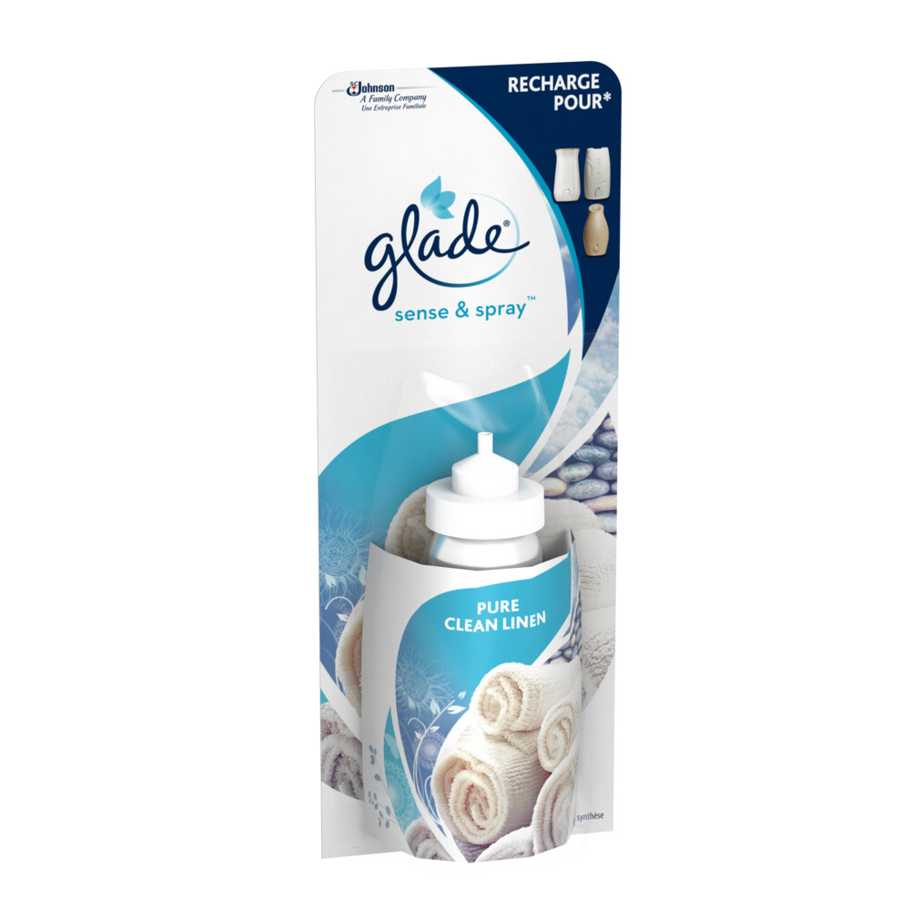 Glade Sense & Spray luchtverfrisser navulling, bewegingsgeactiveerde automatische geureliminator voor thuis, schoon linnen, duo-pack (2 x 18 ml