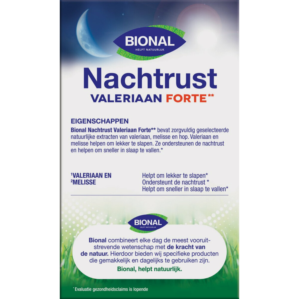 Bional Nachtrust Valeriaan Forte 60 Capsules Plein nl bional-nachtrust-valeriaan-forte-60-capsules-plein-nl