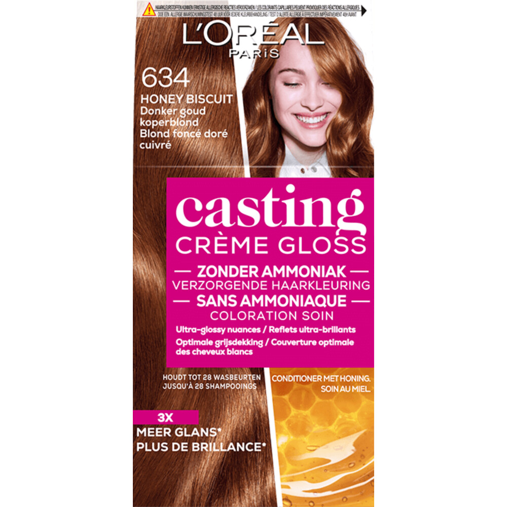 moe Illusie zwaard L'Oréal Casting Crème Gloss Haarkleuring 634 Honey Biscuit - Donker  Goudkoperblond | Plein.nl