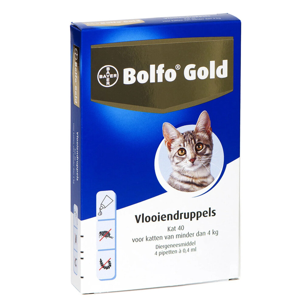 Talloos Verminderen scheidsrechter Bolfo Gold Anti Vlooiendruppels Kat vanaf 1 kg 4 pipetten | Plein.nl