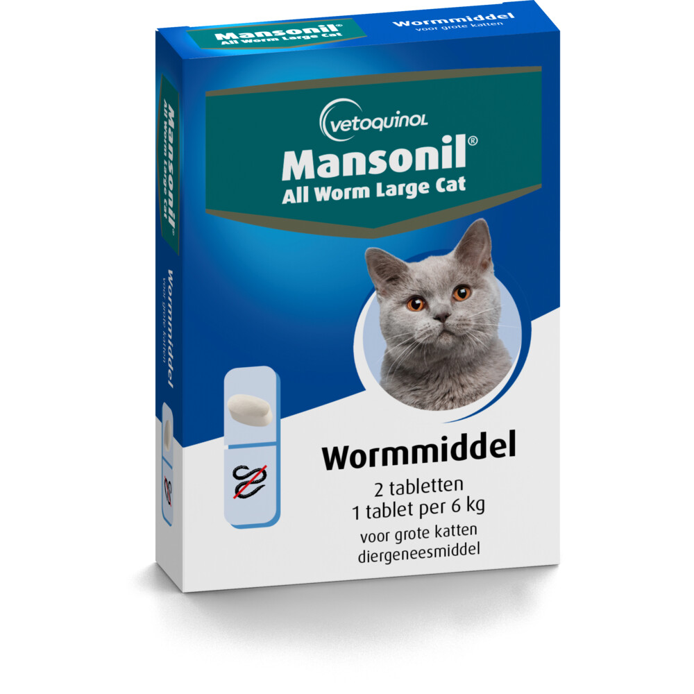 entiteit helder Cordelia Mansonil All Worm Ontworming Tabletten Kat vanaf 6 kg 2 tabletten | Plein.nl