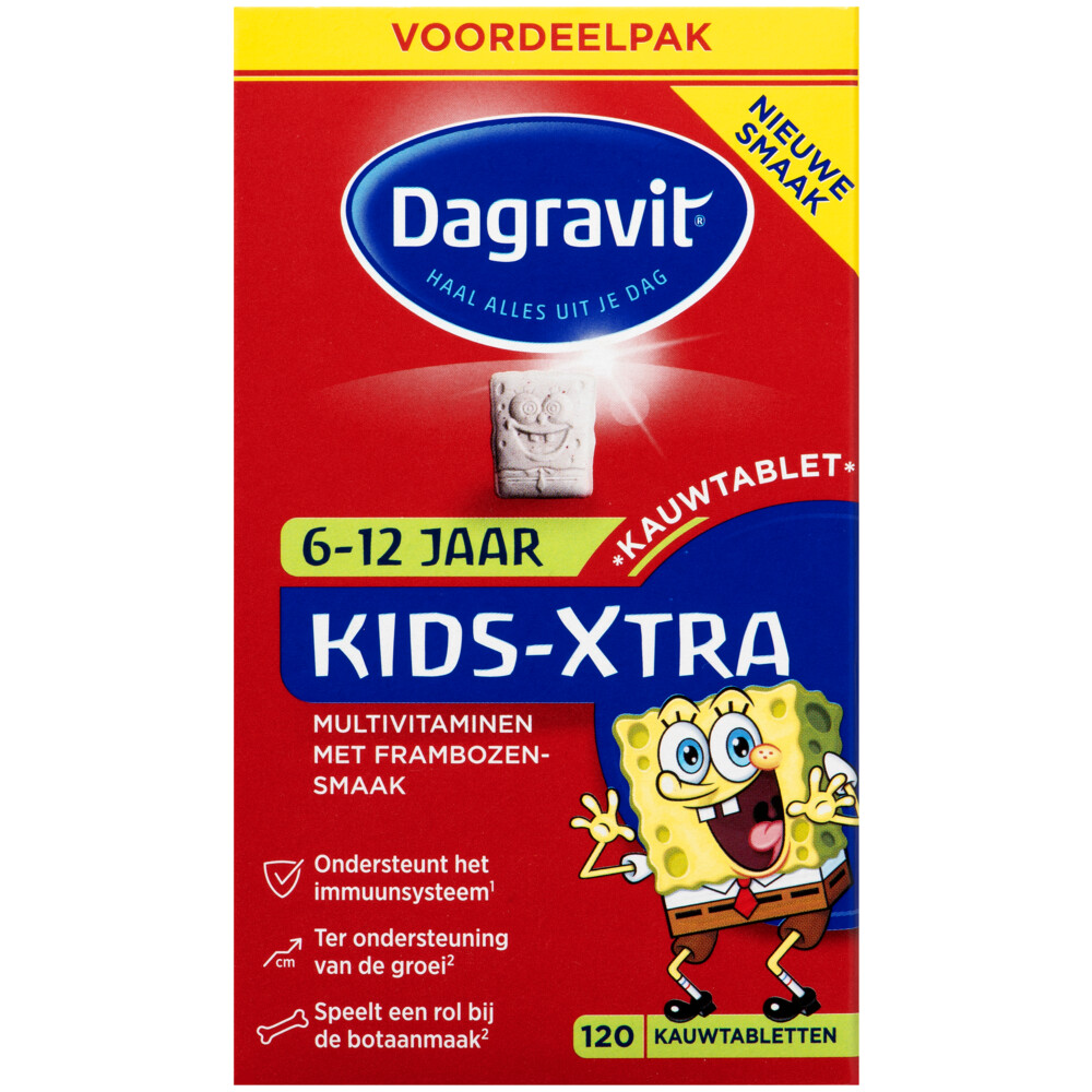 lengte struik Missionaris Dagravit Multivitamine Kids Xtra 6-12 jaar 120 kauwtabletten | Plein.nl