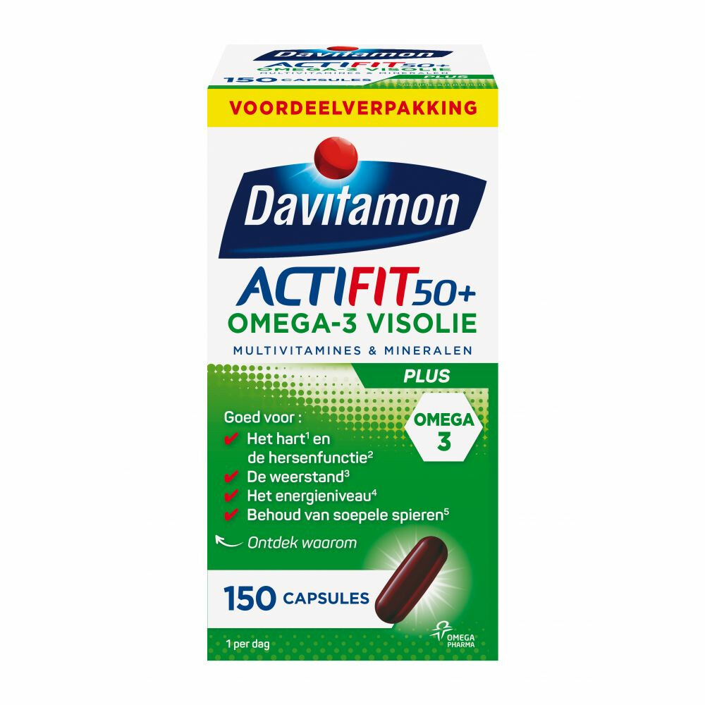 2x Davitamon Actifit 50+ Omega-3 Visolie 150 capsules