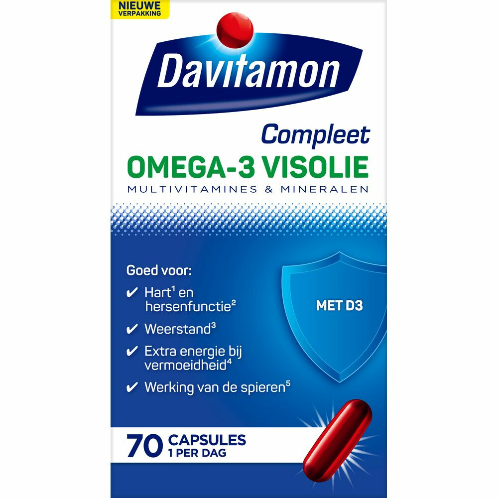 4x Davitamon Compleet Omega-3 Visolie 70 capsules