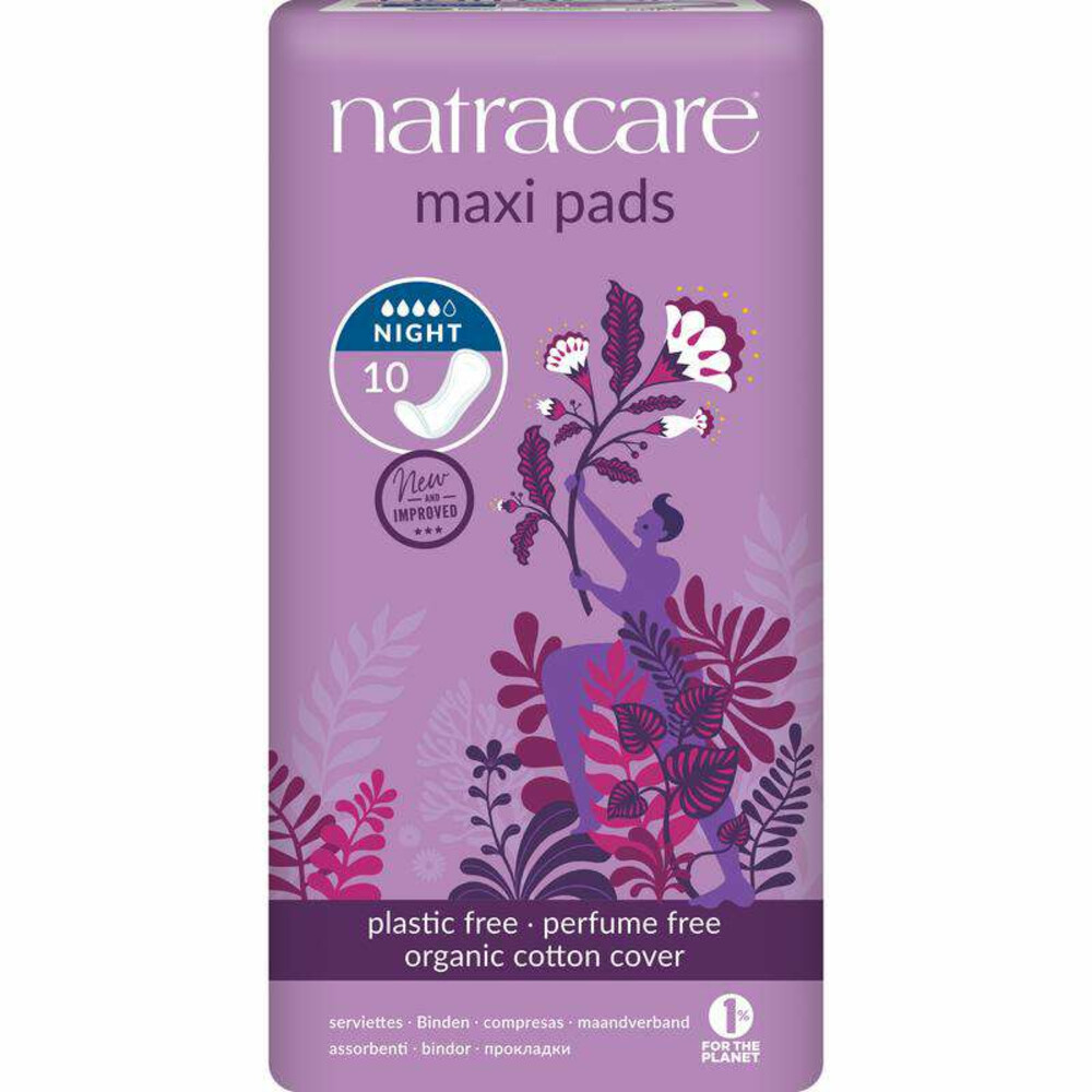 Natracare Maandverband Maxi Pads Nacht 10 stuks