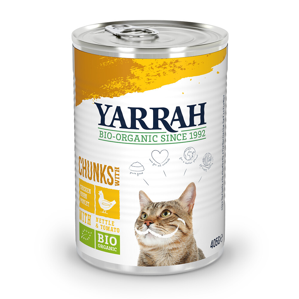 12x Yarrah Bio Brokjes In Saus Kattenvoer Kip 405 gr