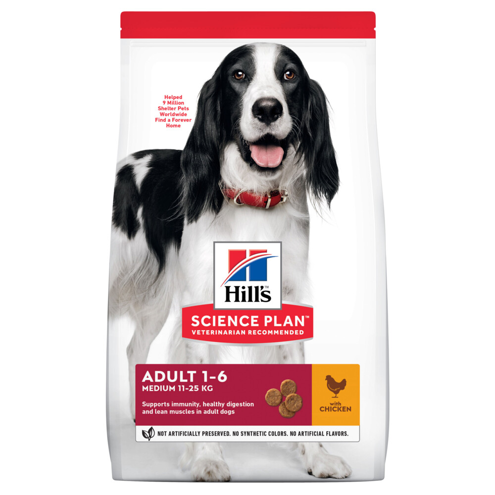 4x Hills Canine Adult Medium Kip 2,5 kg
