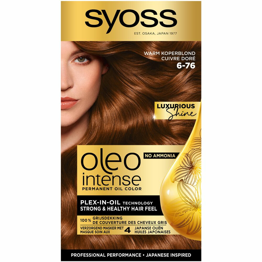 3x Syoss Oleo Intense 6-76 Warm Koperblond Haarverf