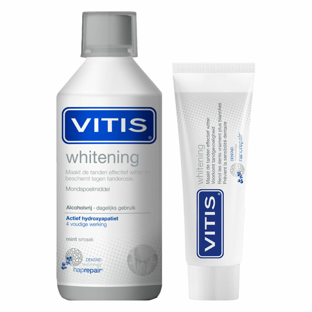 Vitis Whitening Tandpasta + Mondwater Pakket Plein.nl