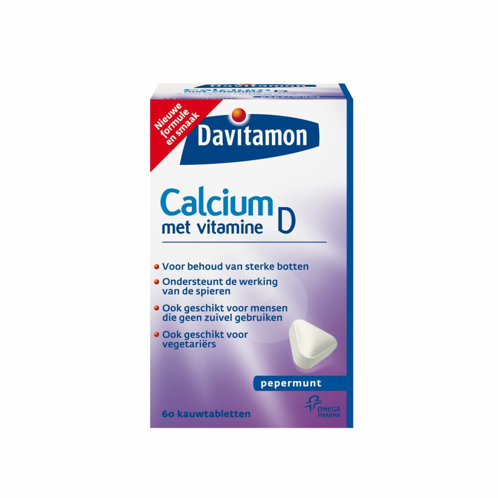 2x Davitamon Calcium Vitamine D Pepermunt 60 kauwtabletten