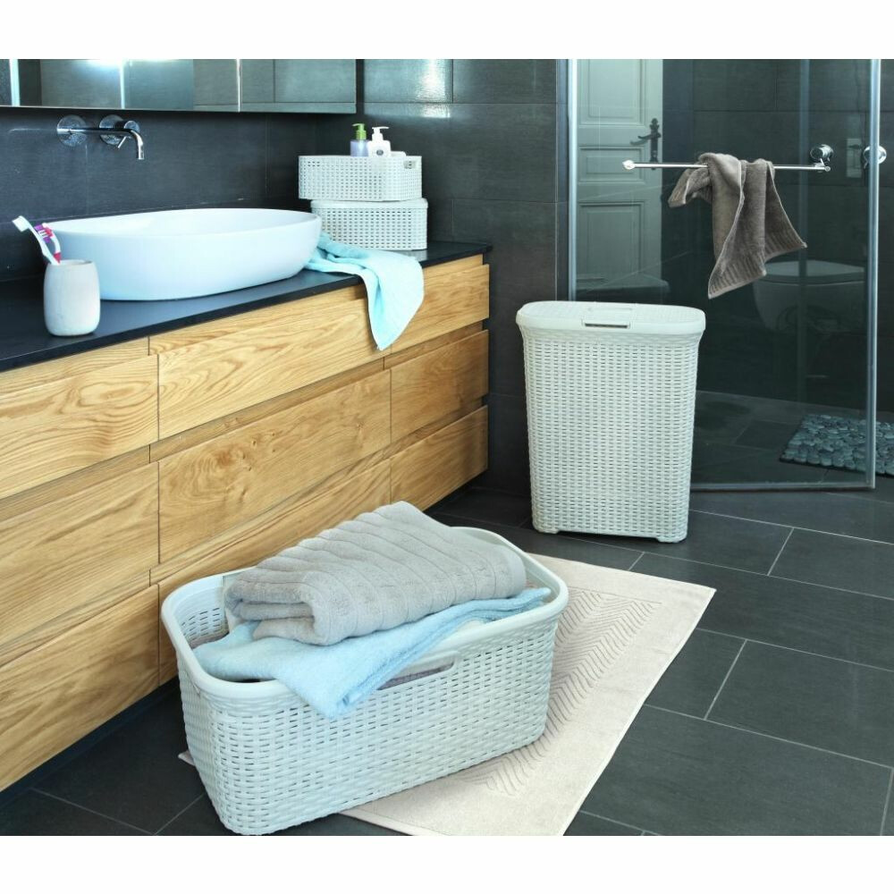 Curver Knit Wasmand met deksel 57L Wasmand 40L - Gebroken wit