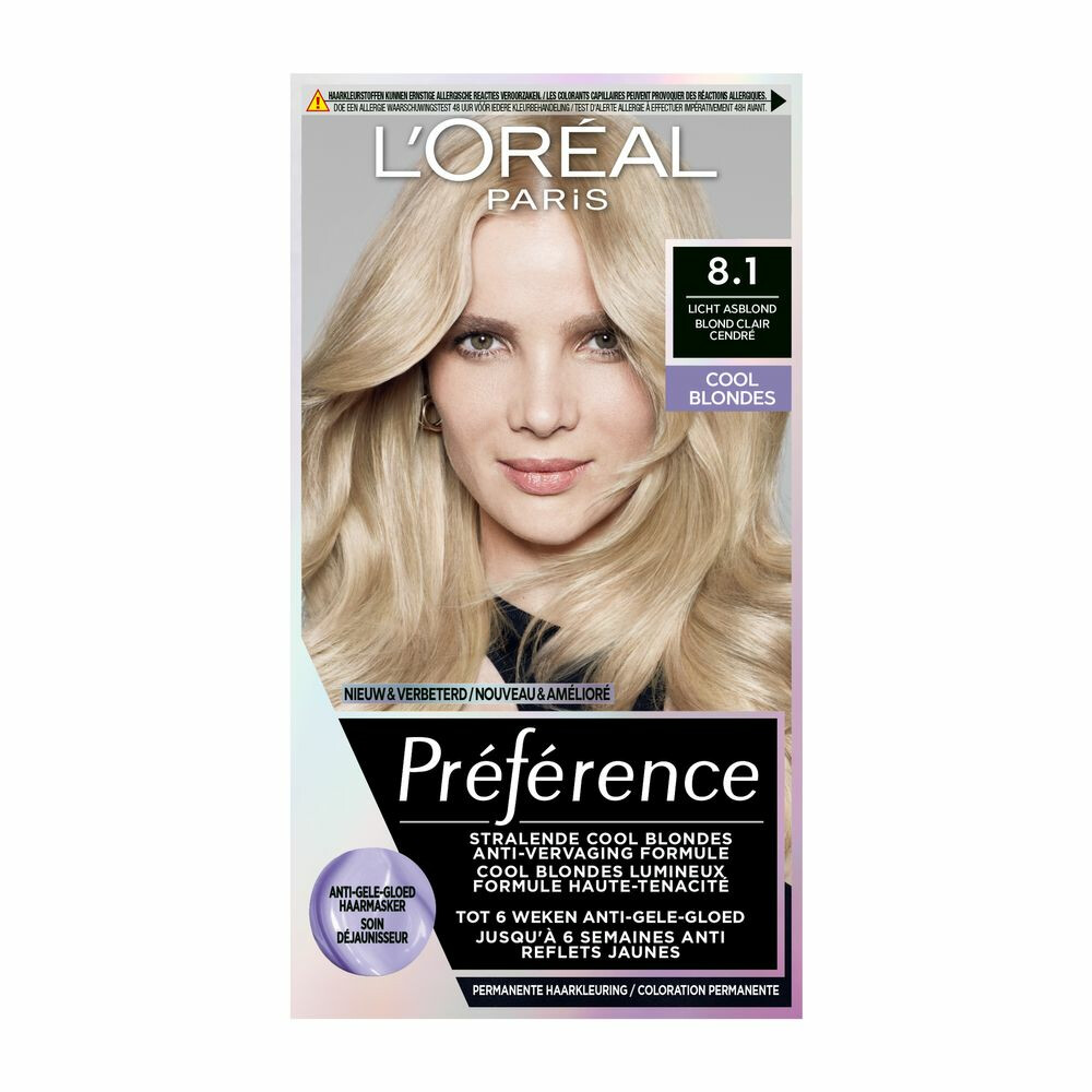 details consumptie pindas L'Oréal Preference Haarkleuring 8.1 Copenhague - Licht Asblond | Plein.nl