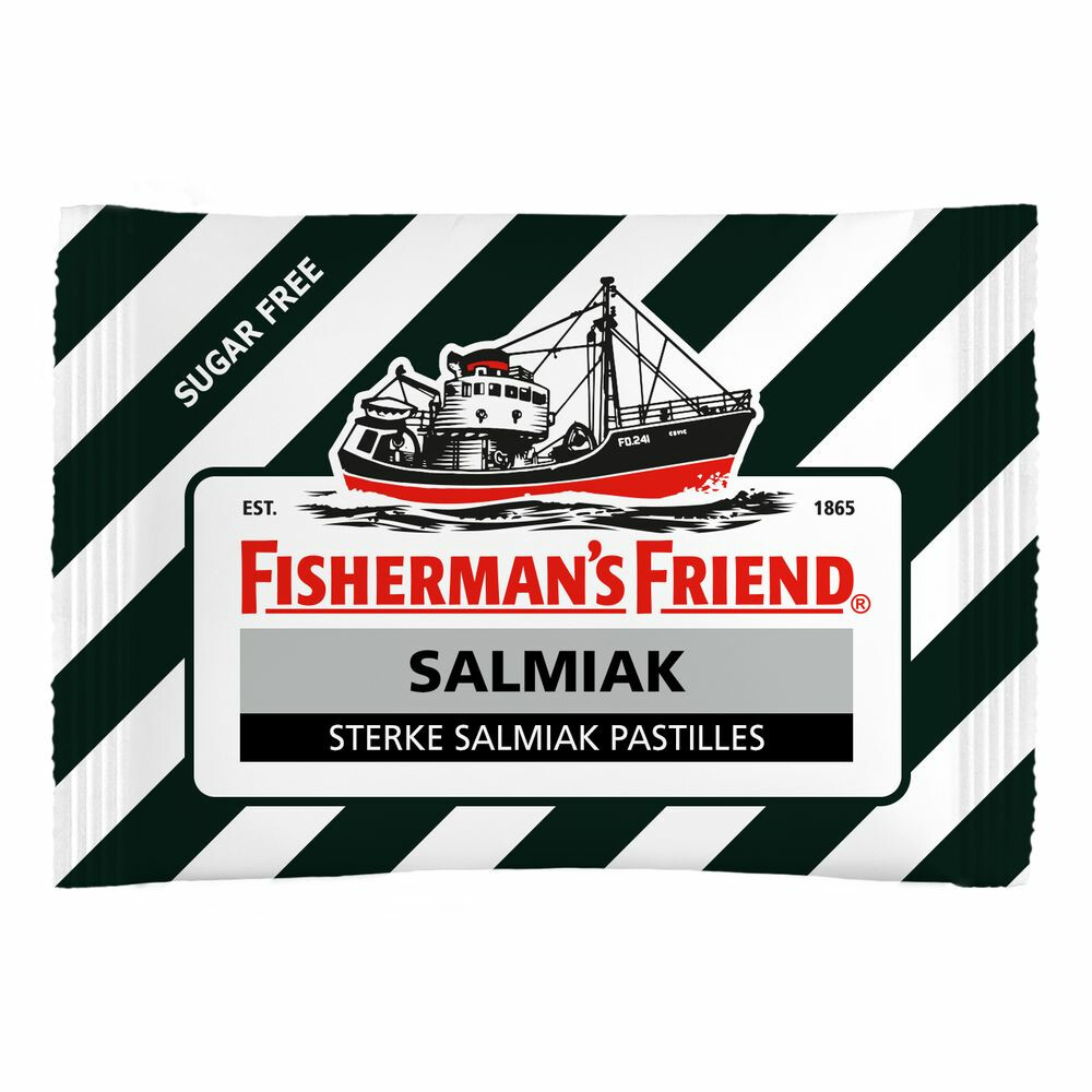 Fishermans Friend Salmiak Suikervrij Wit-Zwart 25gram