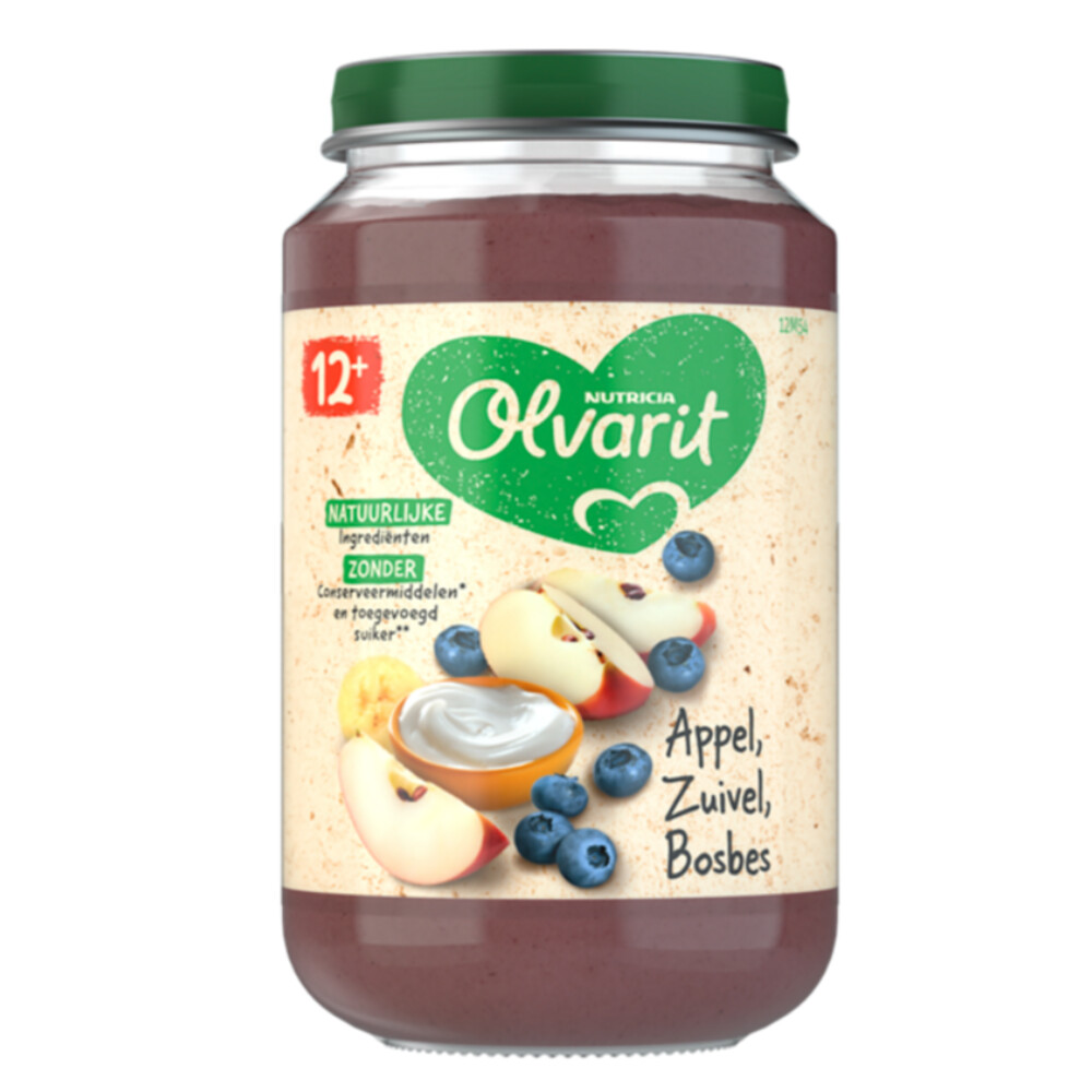 Olvarit appel yoghurt bosbes 12+ mnd (6 x 200 gram)