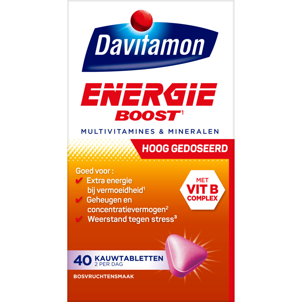 4x Davitamon Energie Boost Bosvruchten 40 kauwtabletten
