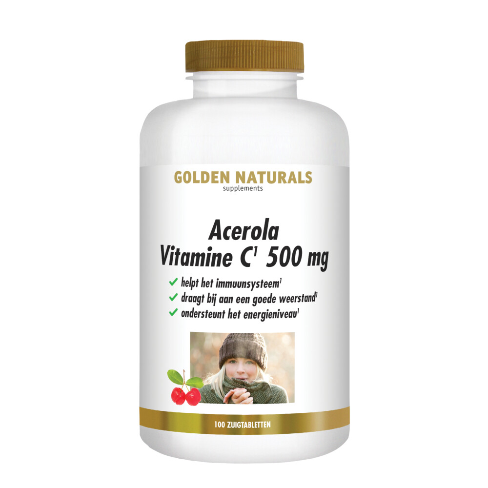 2x Golden Naturals Acerola Vitamine C 500mg 100 zuigtabletten
