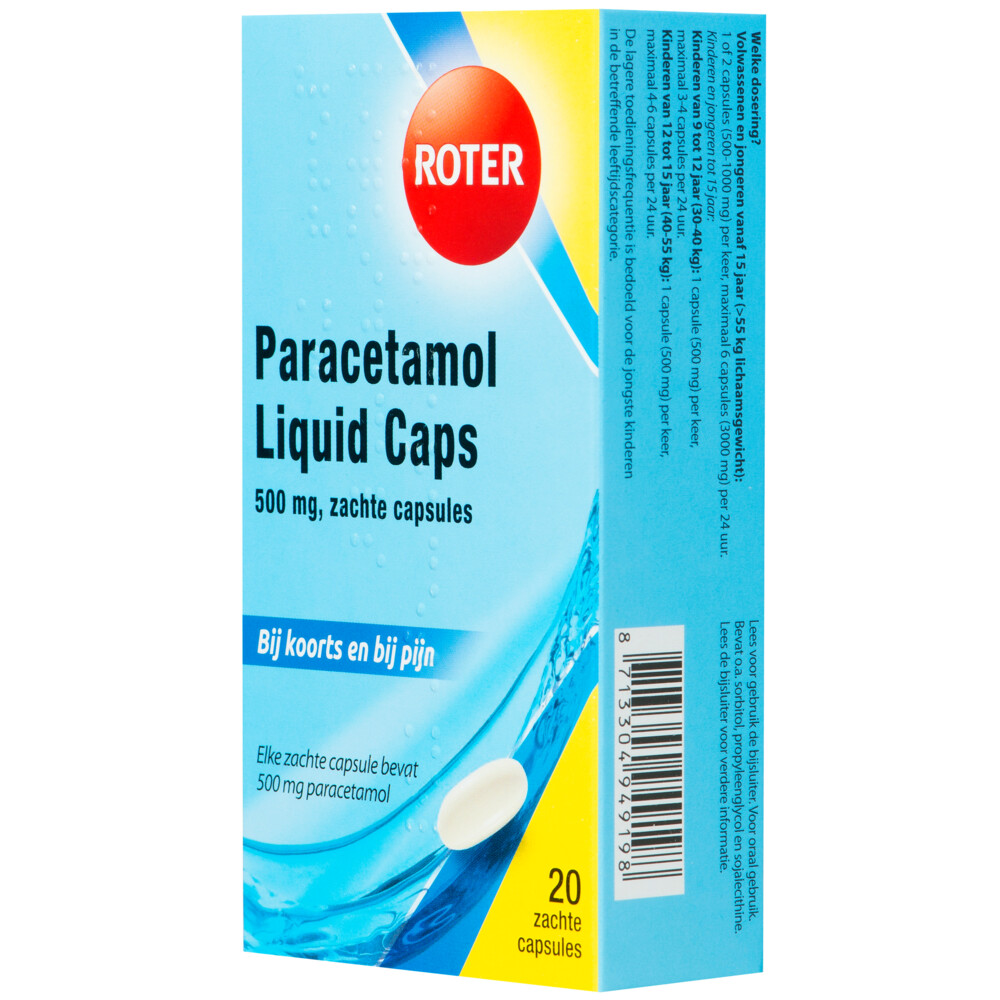 Roter Paracetamol Liquid 500 mg 20 liquidcaps Plein.nl