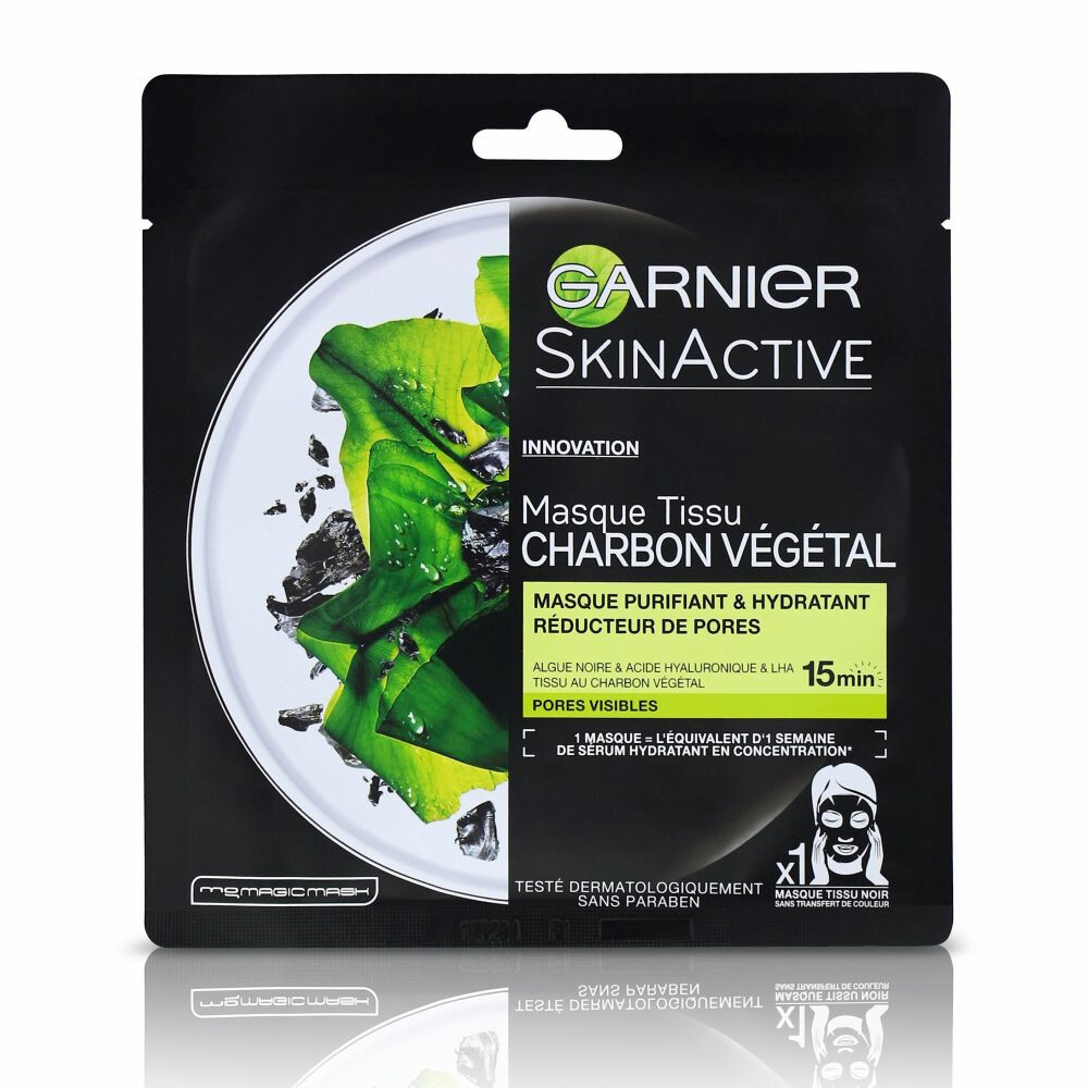 5x Garnier SkinActive Tissue Gezichtsmasker Pure Charcoal