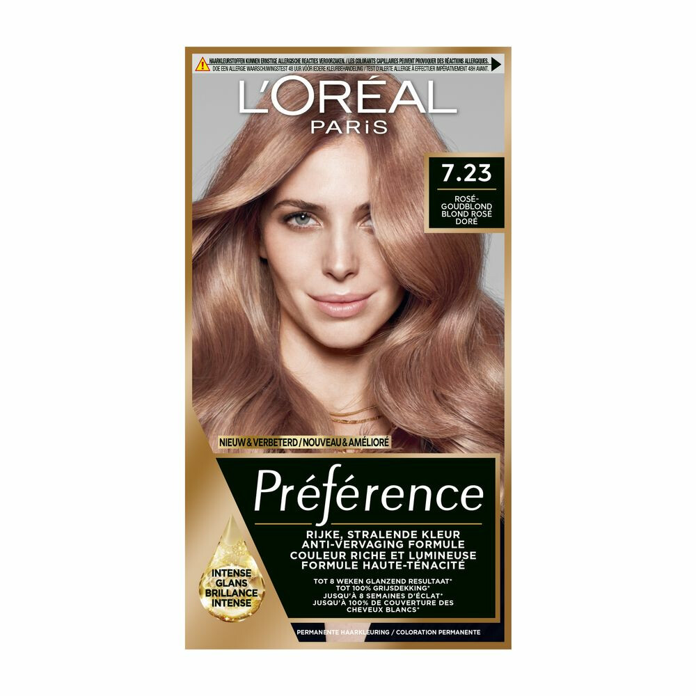 server talent Variant L'Oréal Preference Haarkleuring 7.23 Rich Rose - Rosegold Blond | Plein.nl
