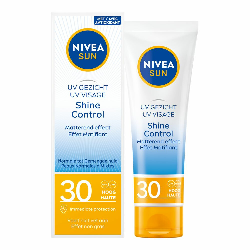 Droogte piramide wimper Nivea Sun UV Face Shine Control SPF 30 50 ml | Plein.nl