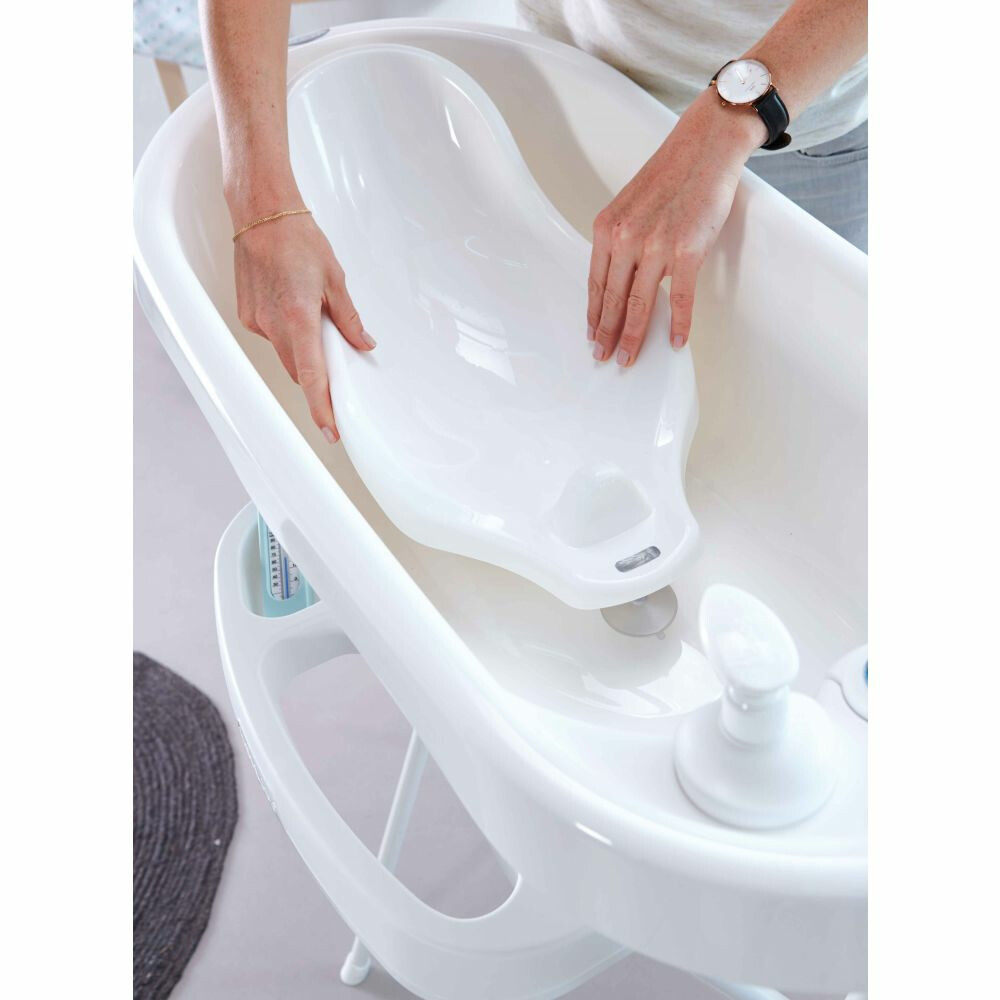 Ergonomisch en Veilig Baby Badzitje met Geïntegreerde Thermometer - Grijs