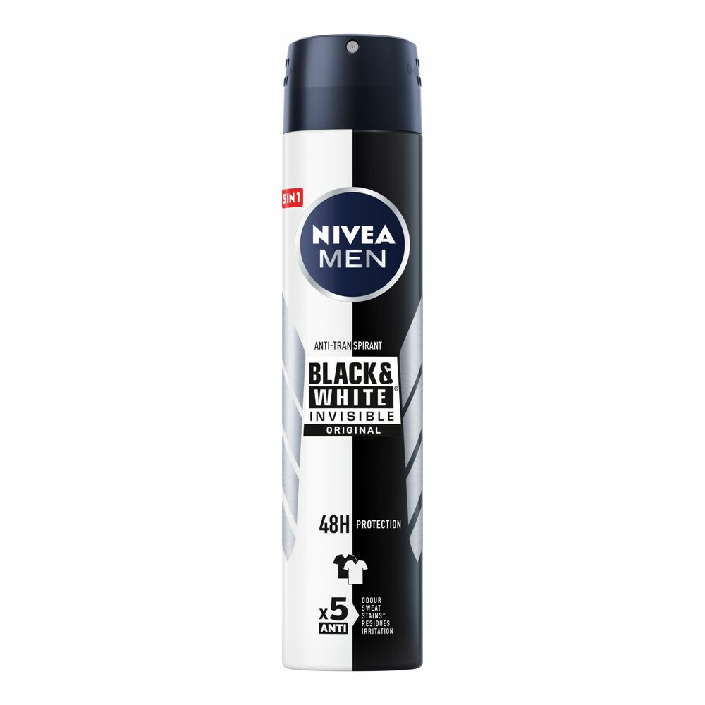 3x Nivea Men Deodorant Spray Invisible for Black&White 200 ml