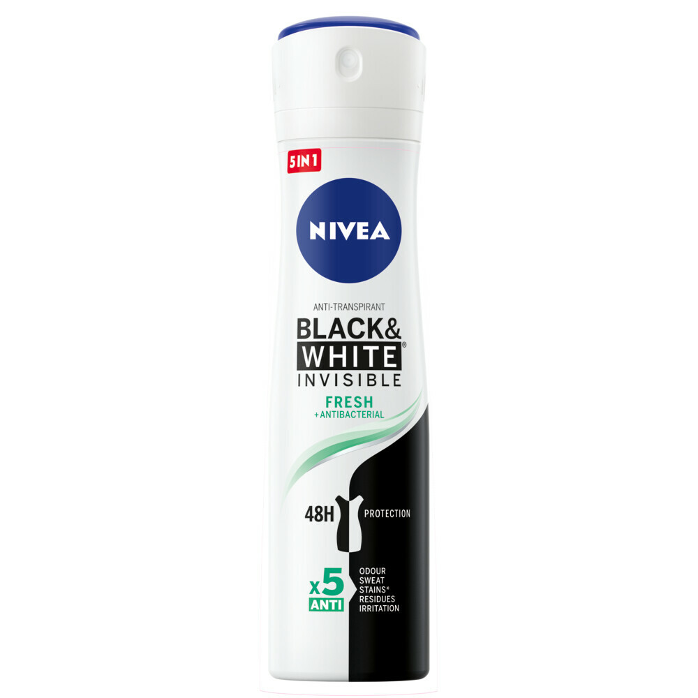 3x Nivea Deodorant Spray Invisible Fresh For Black&White 150 ml