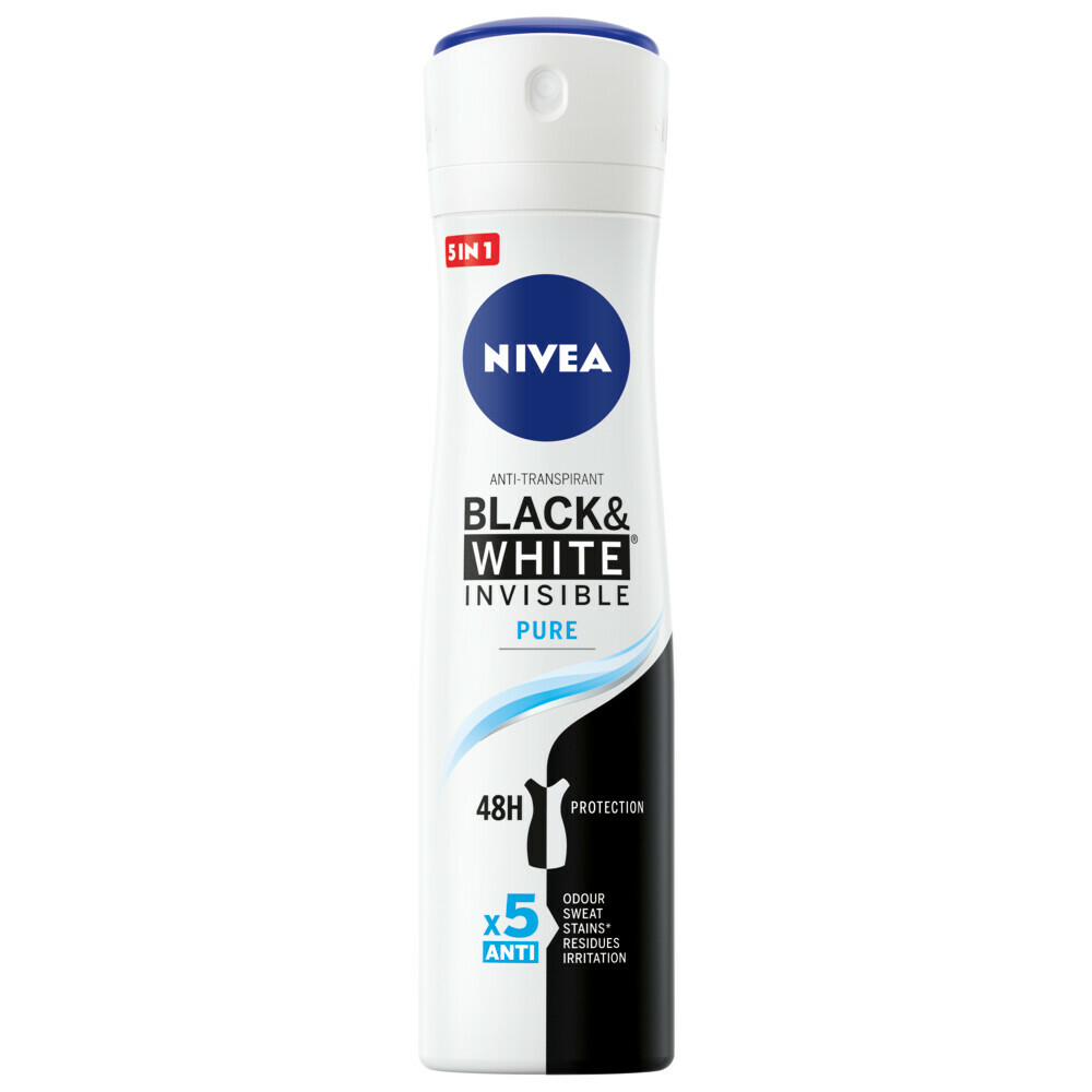 3x Nivea Deodorant Spray Invisible For Black&White Pure 150 ml