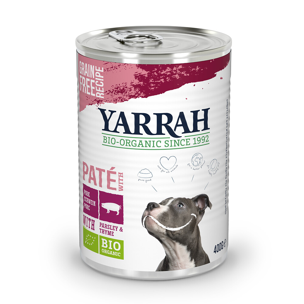 Yarrah Paté Hond Blik met Varken Bio 12 x 400 gram