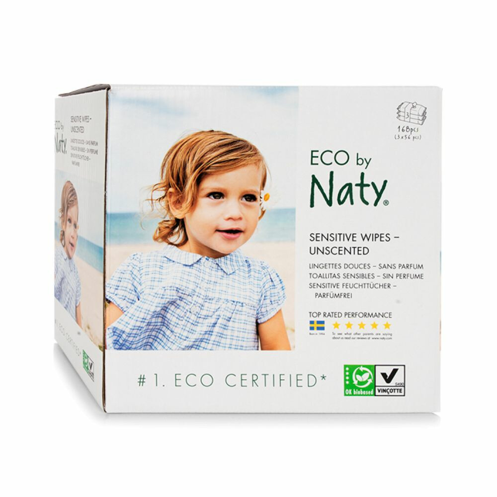 Naty Billendoekjes Sensitive (3-pack) Ongeparfumeerd 168 doekjes